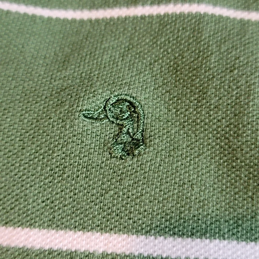 Vintage Duck Head Green Polo with White Stripes